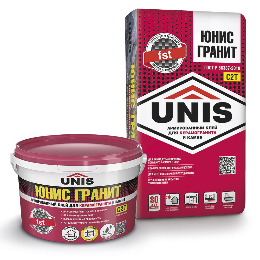 Армированный клей для плит большого размера и веса из природного камня и керамогранита ЮНИС ГРАНИТ, 25кг - картинка 2