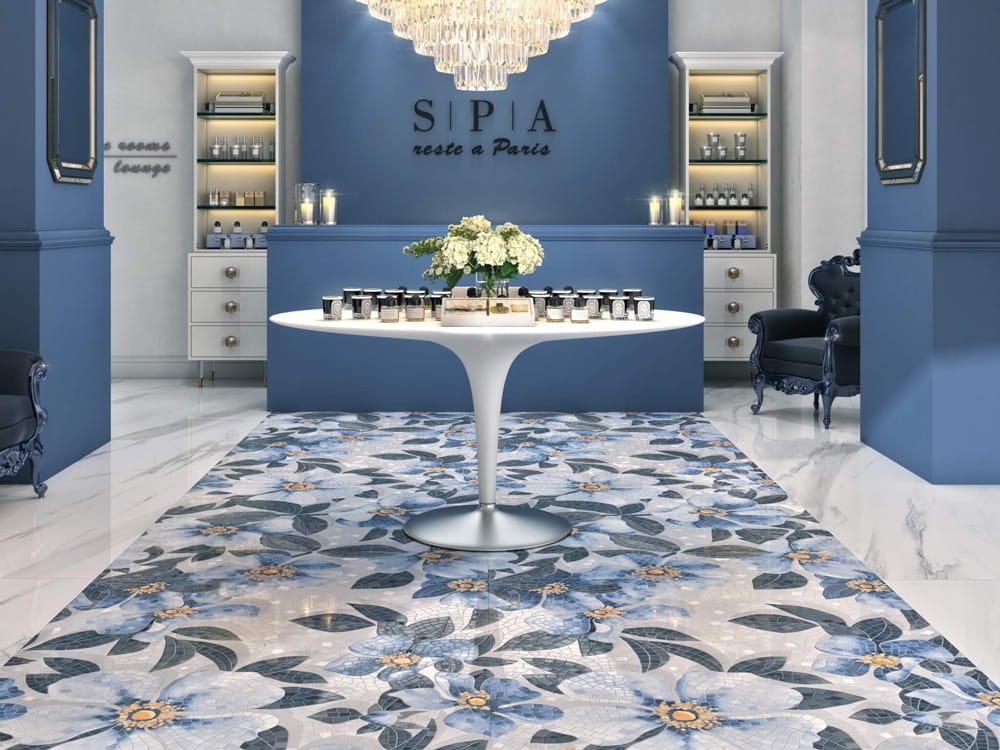 Керамогранит Мозаика синий декорированный лаппатированный 119,5х238,5 (SG590902R) - картинка 2